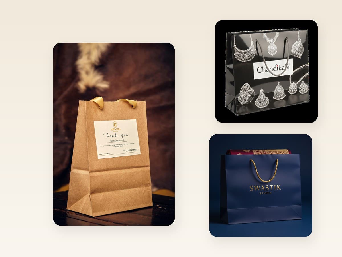 Custom paper bags manufactured by Kyara Packaging